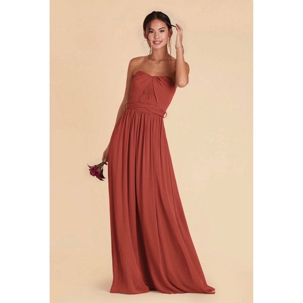 Birdy Grey Grace Chiffon Dress in spice bridesmaid long sweeping gown tie waist